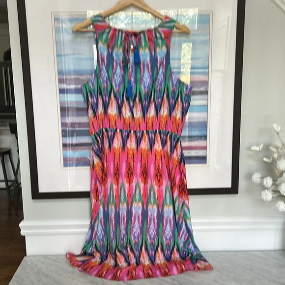 ATHLETA Ikat Martinique Dress LARGE Sleeveless Lightweight Multicolor - Picture 9 of 9
